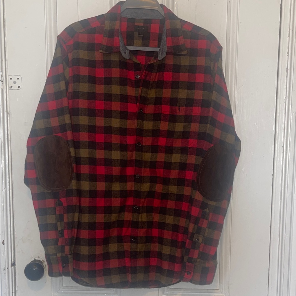 J Crew Men's Plaid Button-Up Shirt in Red and Olive
